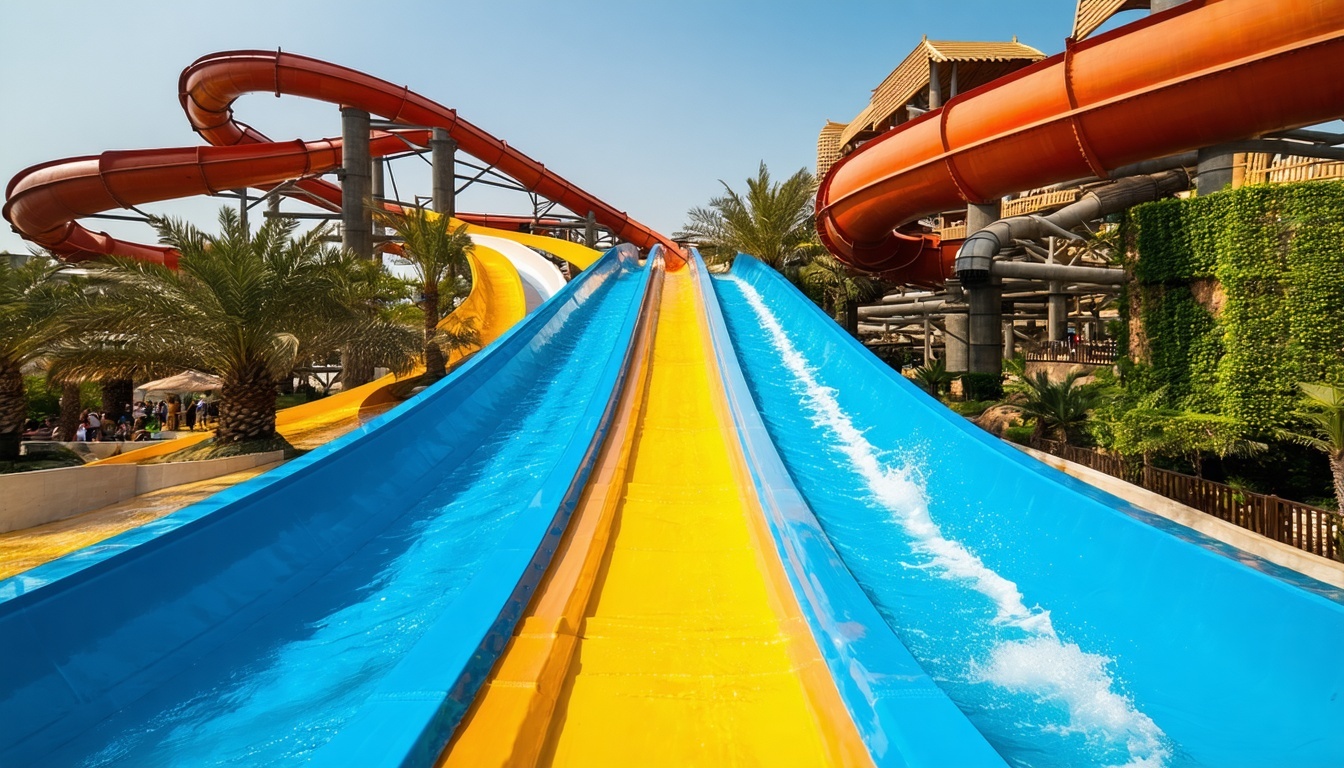 Thrilling water slides at Aquaventure World Dubai